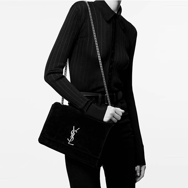 YSL Saint Laurent Kate 中號 正反兩用鏈條單肩包 斜挎包 黑色