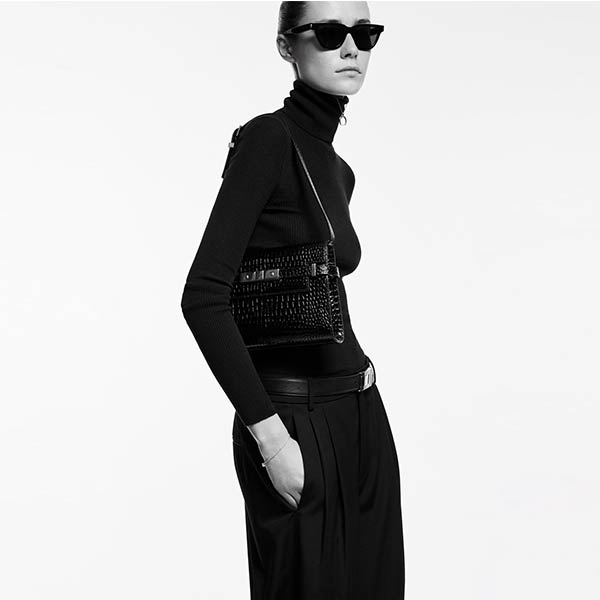 YSL Saint Laurent Manhattan 鱷魚紋壓印皮革單肩包 YSL Saint Laurent Manhattan 鱷魚紋壓印皮革單肩包