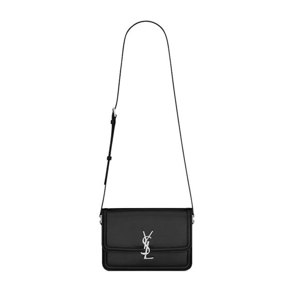 Saint Laurent 聖羅蘭 YSL Solferino 中號皮革單肩斜挎包 黑色
