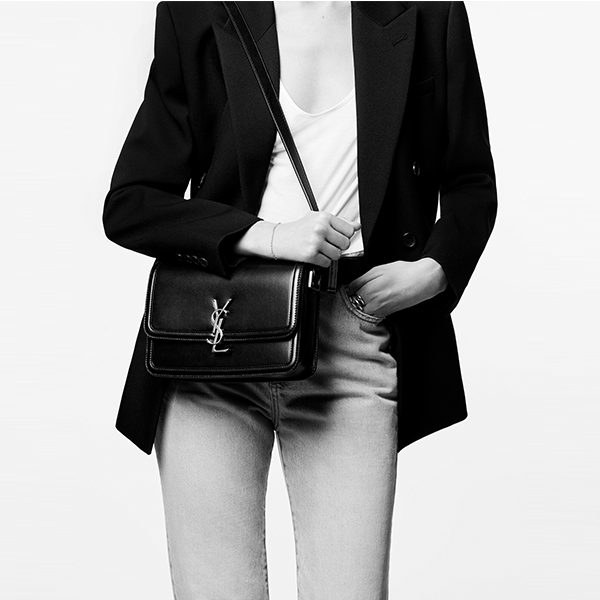 Saint Laurent 聖羅蘭 YSL Solferino 中號皮革單肩斜挎包 黑色