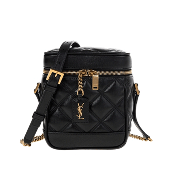 YSL Vanity 金標LOGO 粒面壓印皮革盒子包 鏈條單肩斜挎包