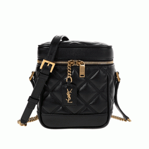 【2色】YSL Vanity 金標LOGO 粒面壓印皮革盒子包 鏈條單肩斜挎包